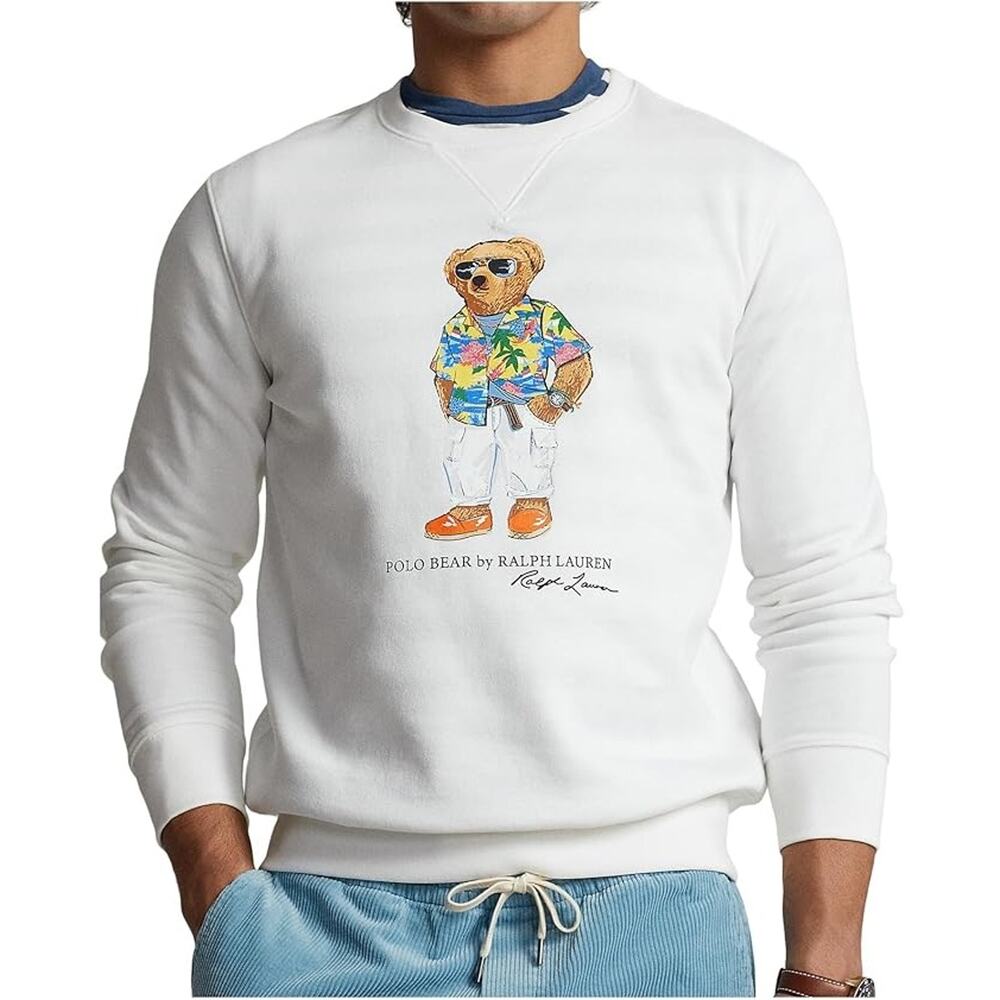 Polo Ralph Lauren Men's White Fleece Cotton Beach Club Bear Sweatshirt Size 3XLT